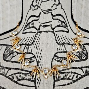 Ella Carter Dallas Necklace Gold Spikes 2010s Statement Necklace